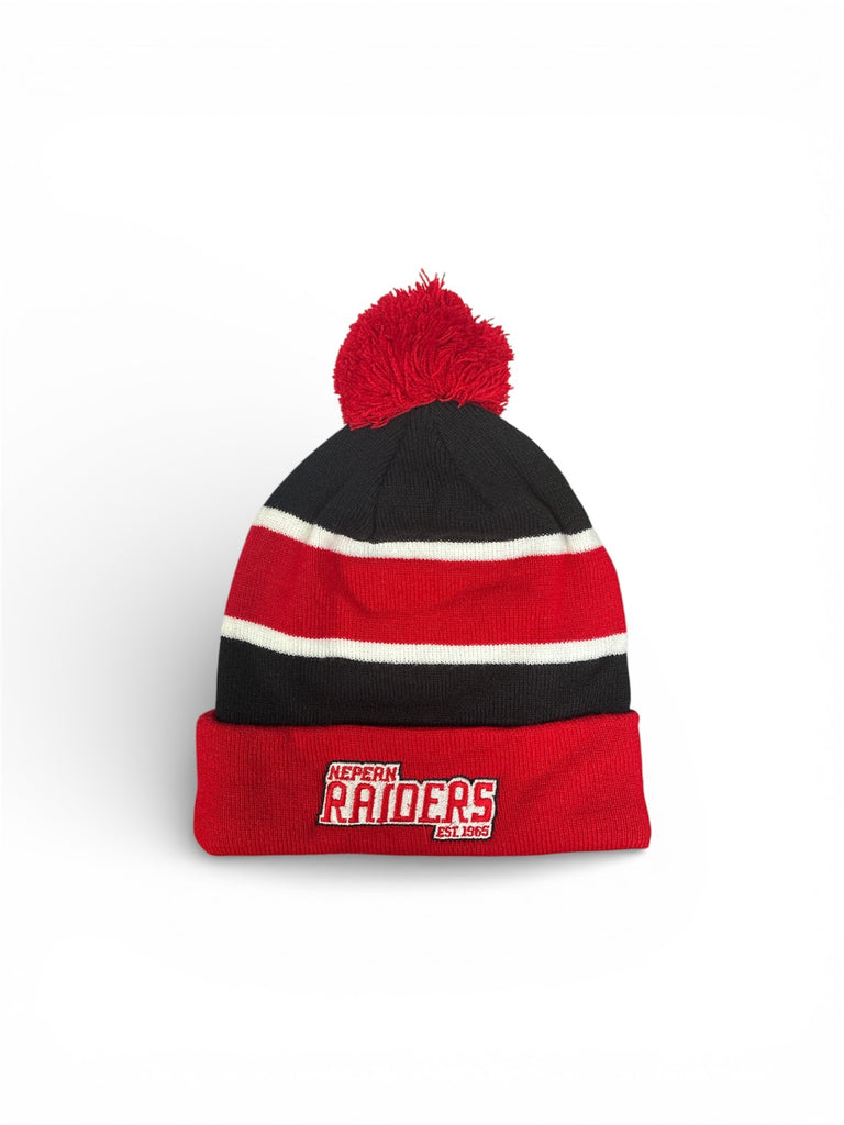 RAIDERS Embroidered Striped Pom Pom Toque black/red/white