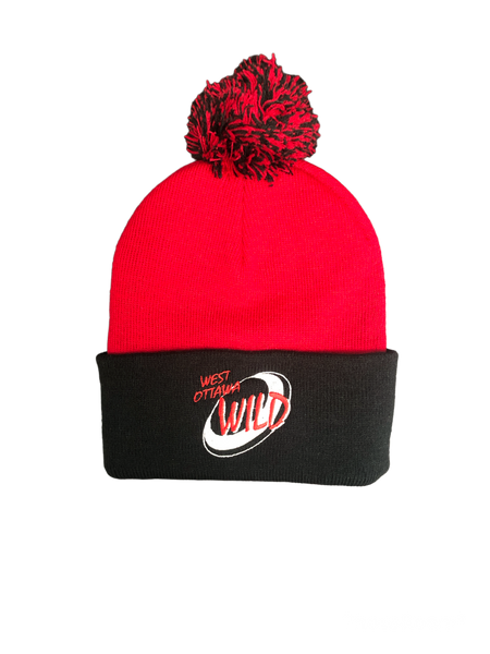 West Ottawa Wild  Two Toned Pom Tuque red/black